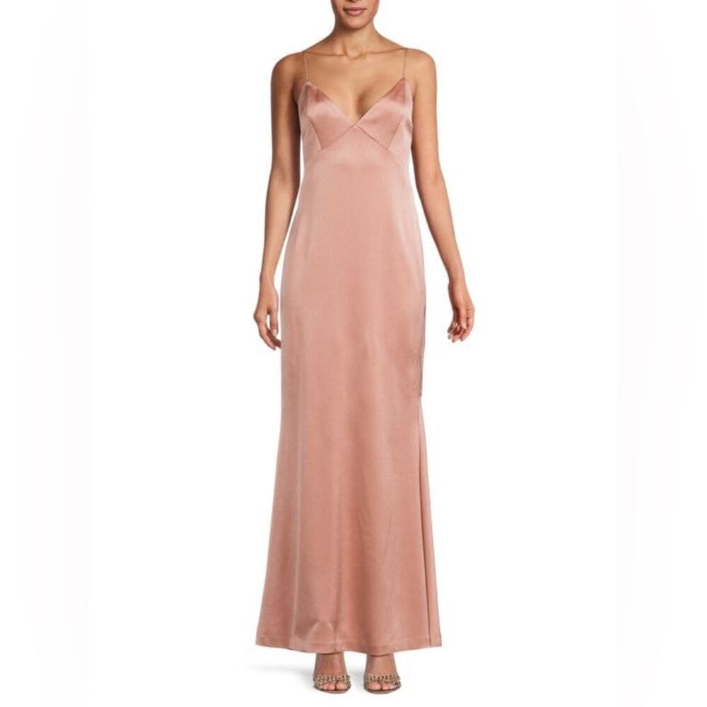 Alice + Olivia Dusty Rose Satin Maxi Slip Dress - Picture 4 of 12